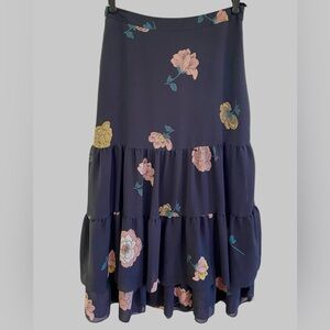LOFT Floral Tiered Maxi Skirt